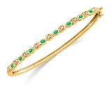 2/5 Carat (ctw) Emerald Bangle Bracelet in 14K Yellow Gold with DIamonds